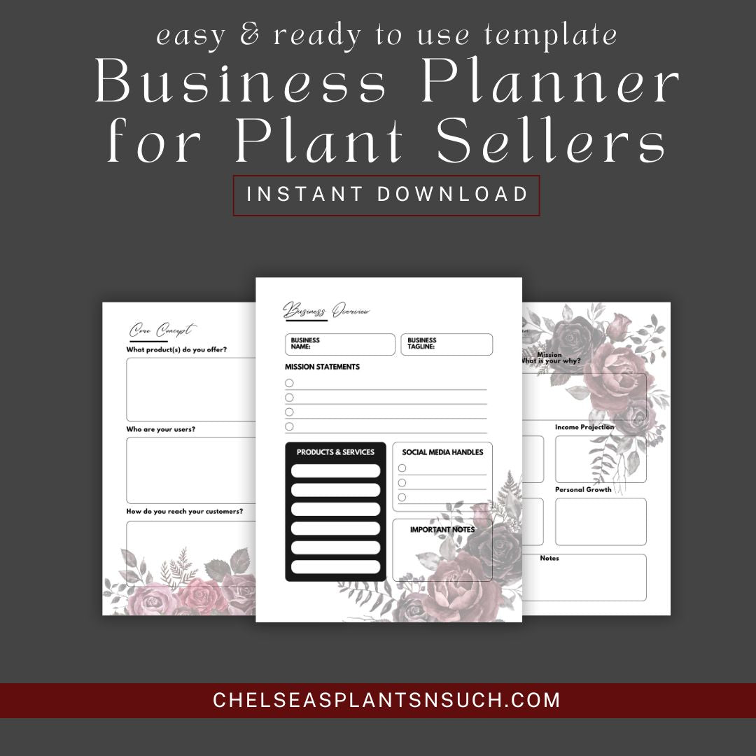 Editable Plant Seller Business Planner - Canva Template and PDF Download