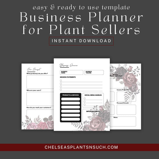 Editable Plant Seller Business Planner - Canva Template and PDF Download