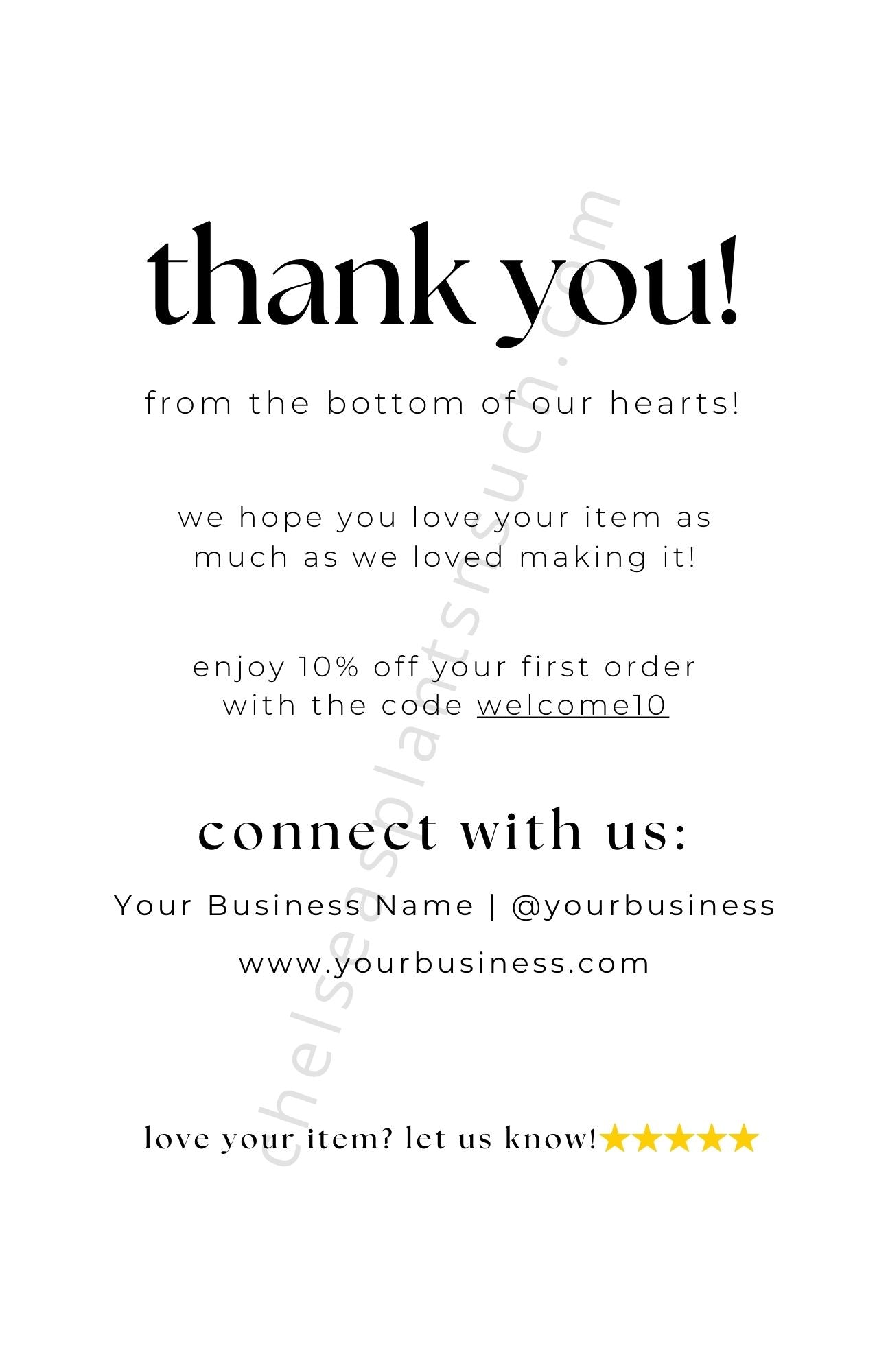 Plant Seller Thank You Card - Printable - Cards to include in package